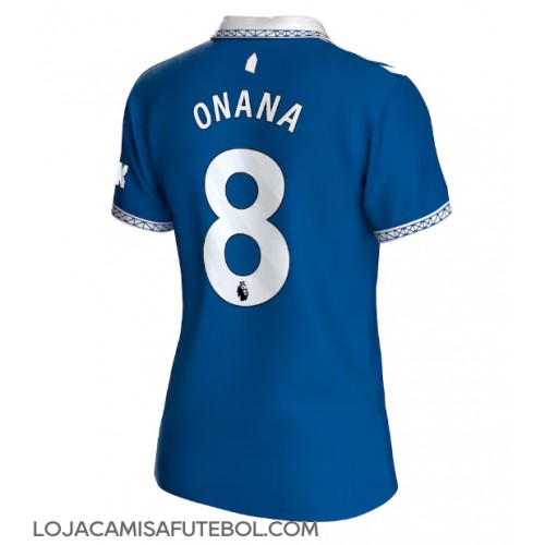 Camisa de Futebol Everton Amadou Onana #8 Equipamento Principal Mulheres 2023-24 Manga Curta